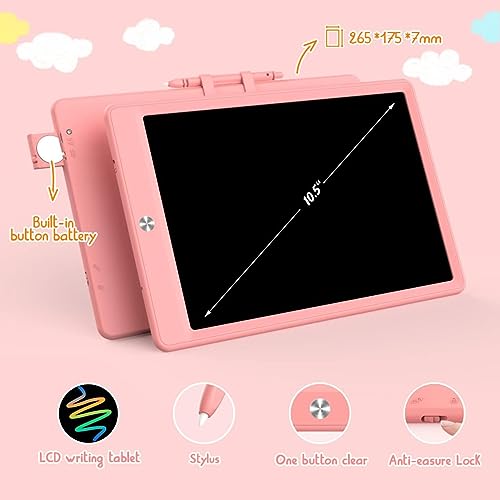LCD Writing Tablet Doodle Board,10.5 inch Colorful Electronic Drawing Pads,Travel Gifts for Kids Ages 3 4 5 6 7 8 Year Old Girls Boys (Pink) BUKEBU