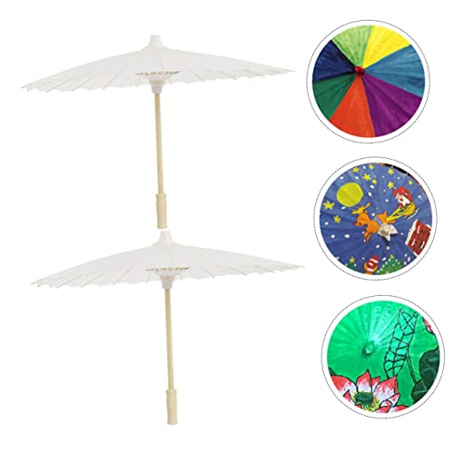 Abaodam 2pcs Wedding Paper Umbrella DIY Drawing Umbrella Paper Parasol Unfinished Umbrella White Paper Umbrellas Miniture Decoration DIY Supply Abaodam
