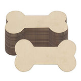 24pcs Bone Shaped Wooden Cutouts Unfinished Wood Dog Bone Wood DIY Craft Embellishments Gift Ornaments Decoration, 4.1x2.2 in JANOU