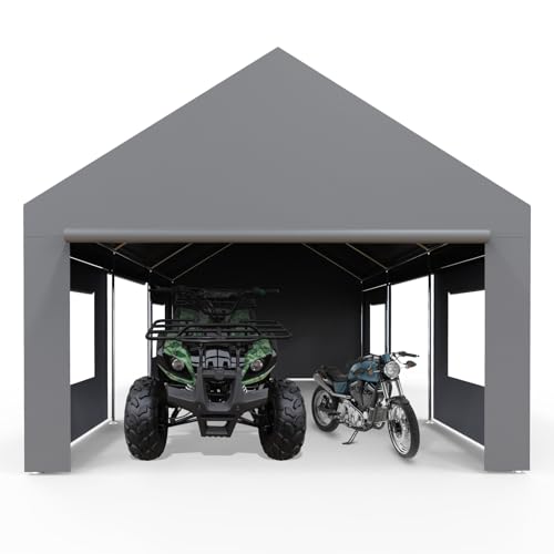 Portable Carport Canopy, 13×20ft Heavy Duty Carport Garage with Roll-up Doors & Windows for Car, SUV, Truck, Boat, Party, Mobile Market MERXENG