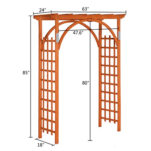 VINGLI 85in Wooden Arbor, Wedding Arch for Ceremony, Wood Trellis for Plant Climbing, Christmas Decor Pergola for Garden Backyard, Lawn (Teak) - WoodArtSupply