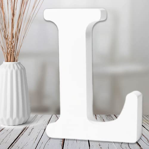 AOCEAN 6 Inch White Wood Letters Unfinished Wood Letters for Wall Decor Decorative Standing Letters Slices Sign Board Decoration for Craft Home Party AOCEAN
