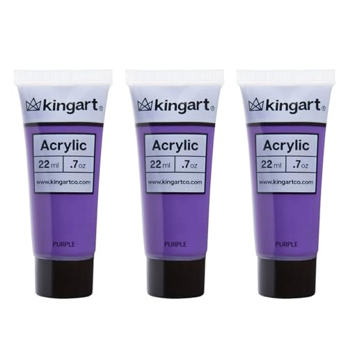 KINGART 500-119 PRO Artist Quality Purple Acrylic Paint, 22ml (0.74oz) Tubes, 3 Pack - Set (66ml Total), Purple - WoodArtSupply