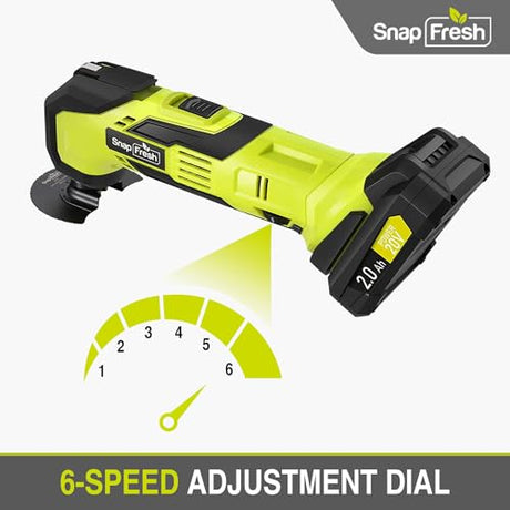 SnapFresh Cordless Oscillating Tool, 20V Oscillating Multi-Tool with 6 Speed, 3.2°Oscillating Angle, 22pcs Accessories, 2.0Ah Battery and Fast SnapFresh