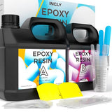 INCLY 64oz Crystal Clear Epoxy Resin Kit, Bubbles Free & No Yellowing Resin Supplies Coating Casting Resin for Jewelry Making, DIY Art Crafts, Table INCLY