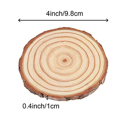 ZOENHOU 40 PCS 3.5-4 Inch Natural Wood Slices, 2/5 Inch Thickness Unfinished Wood Kit Wooden Circles Crafts with Bark for DIY, Arts, Centerpieces,