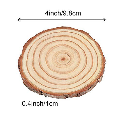ZOENHOU 40 PCS 3.5-4 Inch Natural Wood Slices, 2/5 Inch Thickness Unfinished Wood Kit Wooden Circles Crafts with Bark for DIY, Arts, Centerpieces,