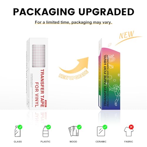 YRYM HT Clear Vinyl Transfer Paper Tape Roll-12 x 50 FT w/Alignment Grid Application Tape for Silhouette Cameo, Cricut Adhesive Vinyl for YRYM HT