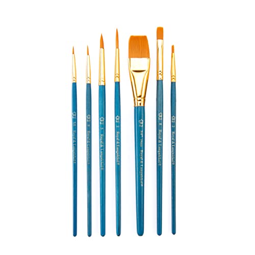Royal Brush Manufacturing Royal and Langnickel Zip N' Close 7-Piece Brush Set, Taklon Filbert Royal Brush Manufacturing Company