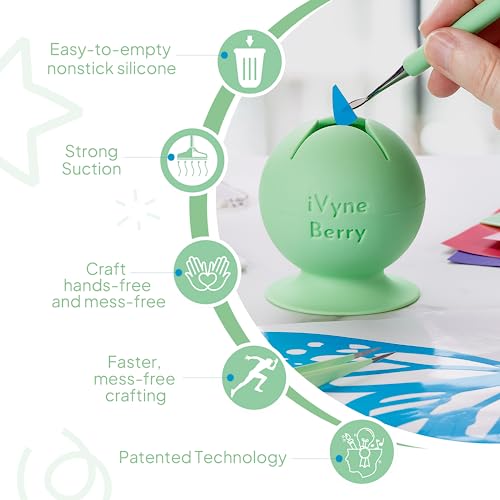 iVyne Berry Suctioned Vinyl Weeding Scrap Collector & Holder for Weeding Tools for Vinyl - Green iVyne