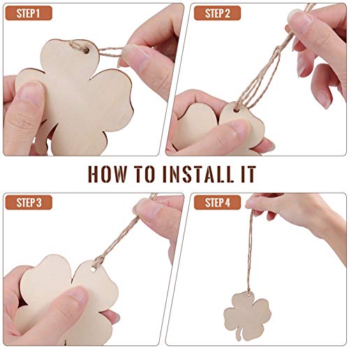 PRETYZOOM 20pcs St. Patricks Day Wood Shamrock Cutouts Clover Shape DIY Making Crafts Hanging Adornments St. Patricks Party Decoration - WoodArtSupply