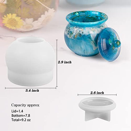 Actvty Jar Silicone Molds, Jar Resin Molds with Lid, Epoxy Molds for DIY Jewelry Storage Box,Candle Holder,Candy Container, Epoxy Resin Casting Craft Actvty
