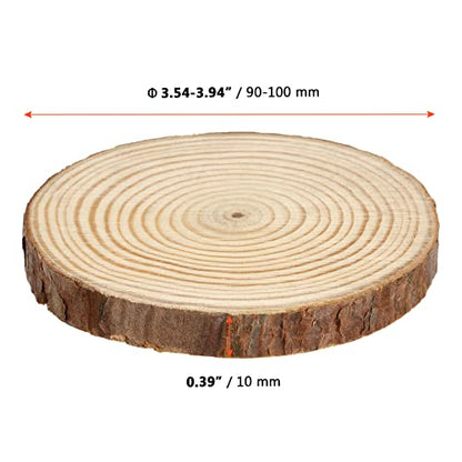 SINJEUN 80 PCS 3.5-4 Inch Wood Slices, Natural Wood Circle Slices with Bark, Unfinished Wood Discs for DIY Crafts, Christmas Ornaments, Wedding