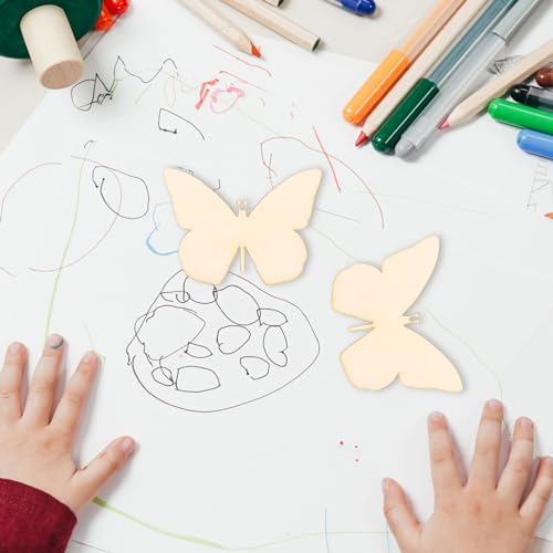KALLORY 48pcs Unfinished Wooden Cutouts Butterfly Wood Cutouts Butterflies Blank Wood Slices Animals Painting Crafts for Kids DIY Home Decoration KALLORY