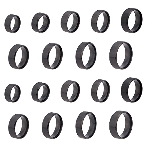 UNICRAFTALE 18Pcs Black Stainless Steel Plain Band Ring 9 Sizes Laser Inscription Blank Finger Ring Metal Hypoallergenic Wedding Classical Ring for - WoodArtSupply