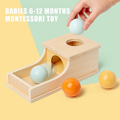 Busy edition Montessori Toys Object Permanence Box Soft Sound Wooden Color Baby Ball Drop Play for 6 Month 1 2 3 Year Old Toddlers Infant Early Age