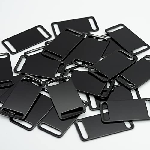 StayMax Aluminum Engraving Blanks Tags Stamping Blanks Tags Blank Dog Tag Pet ID Tag 25 Pieces (Black) StayMax