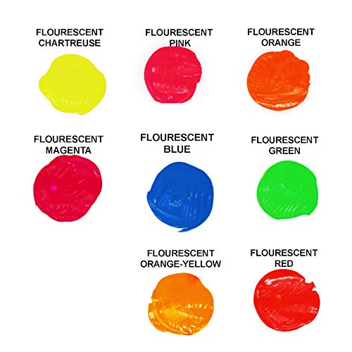 Golden Fluorescent Acrylic Colors Set | 4 Oz Heavy Body Acrylic paint | Complete Set of 8 Fluorescent Colors - WoodArtSupply