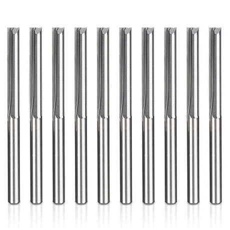 HQMaster CNC Router Bits 1/8 Router Bit Straight Router Bit 1 8 Shank Straight Flute End Mill Cutter 2-Flute Milling Cutting Tungsten Steel 22mm HQMaster