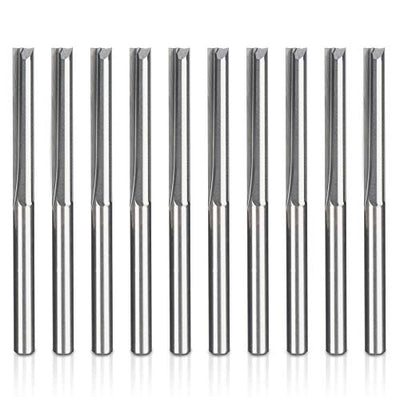 HQMaster CNC Router Bits 1/8 Router Bit Straight Router Bit 1 8 Shank Straight Flute End Mill Cutter 2-Flute Milling Cutting Tungsten Steel 22mm