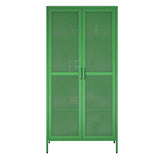 Novogratz Channing Tall 2 Door Storage Cabinet-Mesh Metal Locker, Kelly Green Novogratz