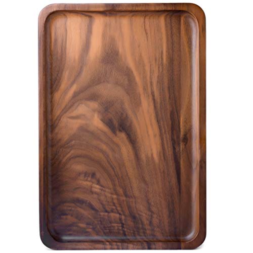 Bamber Wood Rectangular Serving Trays, Medium, Black Walnut, 13.4 x 9 Inches Bamber