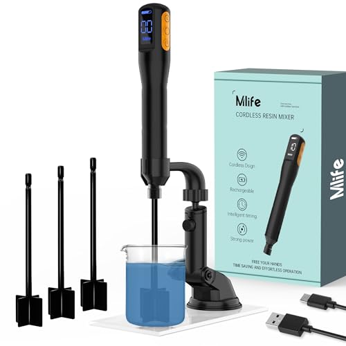 Mlife Upgraded Resin Mixer, Epoxy Resin Electric Stirrer, Paint Mixer & Timed Epoxy Resin Mixer for Epoxy Resin,Silicone Mixing, Resin Molds, DIY Mlife