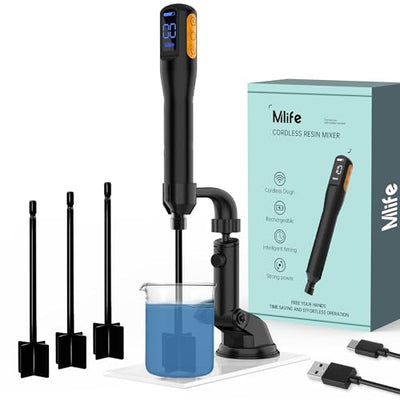 Mlife Upgraded Resin Mixer, Epoxy Resin Electric Stirrer, Paint Mixer & Timed Epoxy Resin Mixer for Epoxy Resin,Silicone Mixing, Resin Molds, DIY