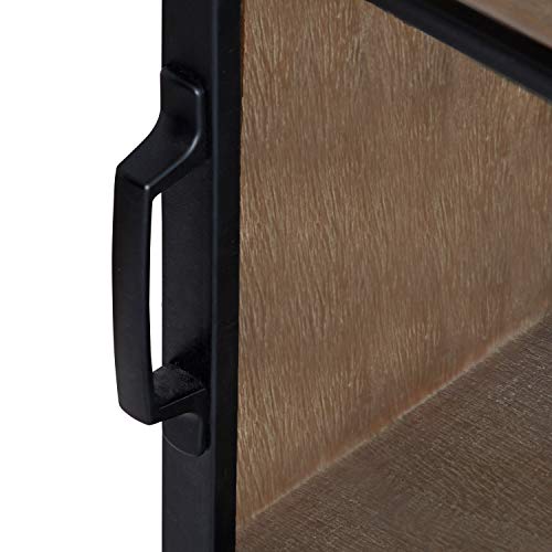 Kate and Laurel Barnhardt Decorative Wooden Wall Cabinet with Two Sliding Glass Doors, 30" x 28", Rustic Brown, Barndoor Modern Farmhouse Storage Kate and Laurel