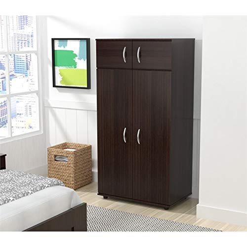 Inval 4-Door Armoire Wardrobe, Espresso Inval