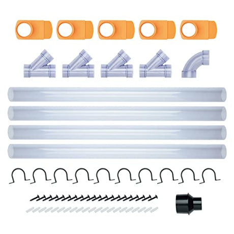 POWERTEC 70304 2-1/2” Dust Collection Fittings Network w/Reducer, Blast Gates, Pipes, 90-Degree Elbow Connector, Y-fittings, Mounting Brackets POWERTEC