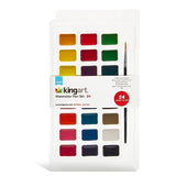 KINGART Watercolor Pan Set, 24 Unique Primary Shades, Includes Paint Brush KINGART