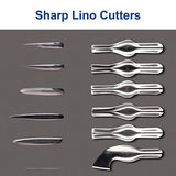 Falling in Art Linoleum Block Cutters - 6 Different Shaped Lino Cutters, Assorted Blades for Printmaking, Precision Carvings(2 Set) Falling in Art
