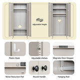 Besfur Bedroom Armoires, Metal Wardrobe Closet with Hanging Rod, Adjustable Shelves, 20" D x 31.5" W x 74" H - Sea Shell Color Besfur