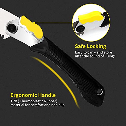 BOSI TOOLS 8 Inch Folding Saw SK5 Blade Heavy Duty Portable Foldable Hand Pruning Saw Handsaw with Triple-bevel Razor Teeth for Camping Pruning B BOSI TOOLS