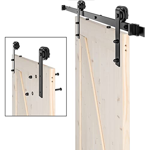 Winado 36" x 84" Sliding Barn Door, DIY Unfinished Interior Door with 6.6 FT Sliding Door Hardware Kit and Handle/Solid Spruce Wood/Predrilled Holes - WoodArtSupply