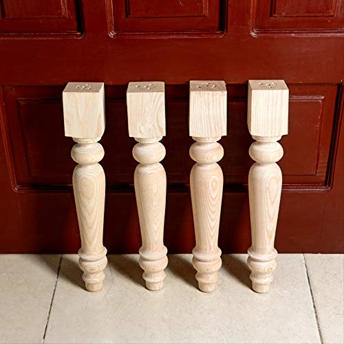 decorluxes Farmhouse Table Legs, Legs for Furniture Set of 4 Unfinished Wood Furniture | Dining Table Legs | Easy to Paint Any Color You Want