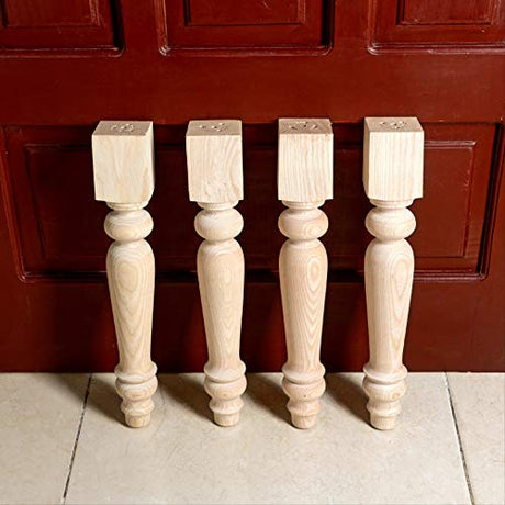 decorluxes Farmhouse Table Legs, Legs for Furniture Set of 4 Unfinished Wood Furniture | Dining Table Legs | Easy to Paint Any Color You Want decorluxes
