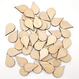 ARTIBETTER Wedding Decor 100 Pcs 30x18mm Wooden Slices Blank Unfinished Wood Teardrop Shaped Wooden Crafts Wood Cutout Ornament for DIY Art Craft ARTIBETTER