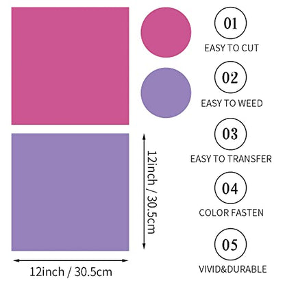 WOWOCUT Infusible Transfer Ink Sheets, Pink and Light Purple Solid Color Heat Transfer Paper 2 Packs Bundle, 12"X12" Sublimation Sheet for Cricut - WoodArtSupply