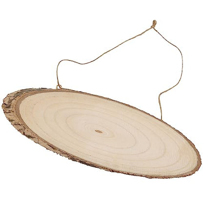 KEILEOHO 8 PCS Natural Wood Slices, Unfinished Wood Slices, Wooden Tree Slice with Rope, Wood Circles for Centerpieces and Wedding Decor, Length
