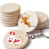 Happyay 30Pcs Natural Wood Slices, 1.5 inch Unfinished Wood Sign, Unfinished Predrilled Log Discs Wooden Circles with 30 pcs Key Rings for DIY Crafts Happyay