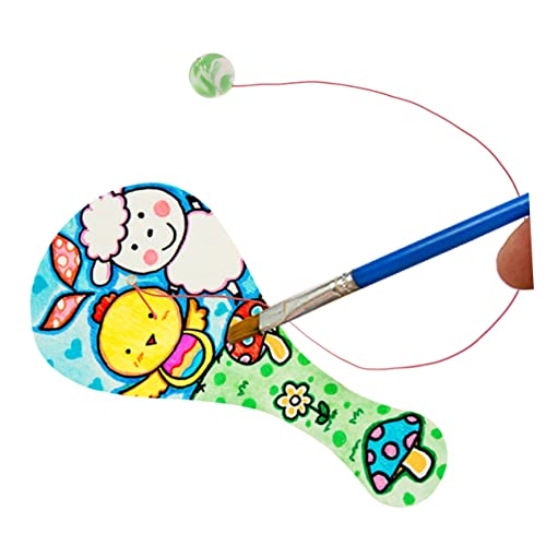 MERRYHAPY 10pcs White Billet Wooden Racket Rubber Manual Child MERRYHAPY