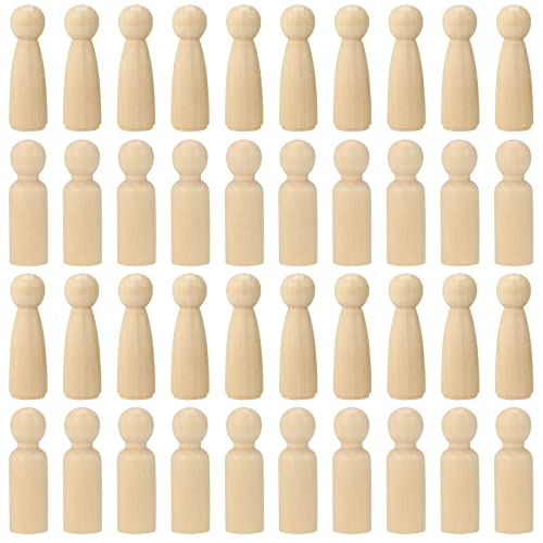 SEHOI 40 PCS 3.5 Inch Wooden Peg Dolls, 20 Mom, 20 Dad Unfinished Wooden People Set Wooden Peg Figures Peg People for Painting, Graffiti, Crafts, - WoodArtSupply