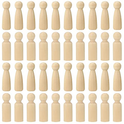 SEHOI 40 PCS 3.5 Inch Wooden Peg Dolls, 20 Mom, 20 Dad Unfinished Wooden People Set Wooden Peg Figures Peg People for Painting, Graffiti, Crafts, - WoodArtSupply