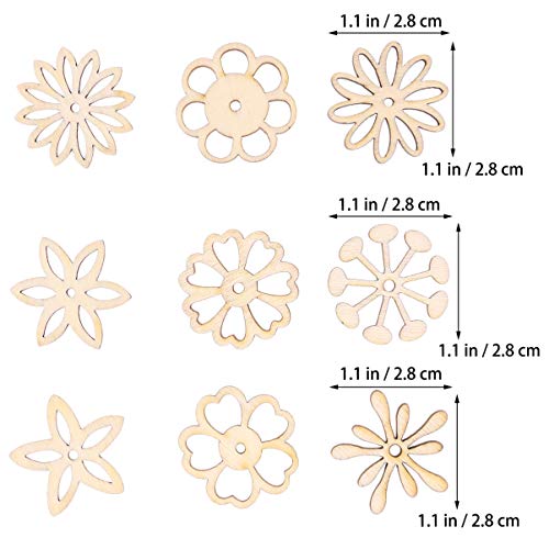 Sewroro 50pcs Unfinished Wooden Flower Cutouts Hollow Flower Wood Chip for DIY Crafts Wedding Christmas Decoration Sewroro