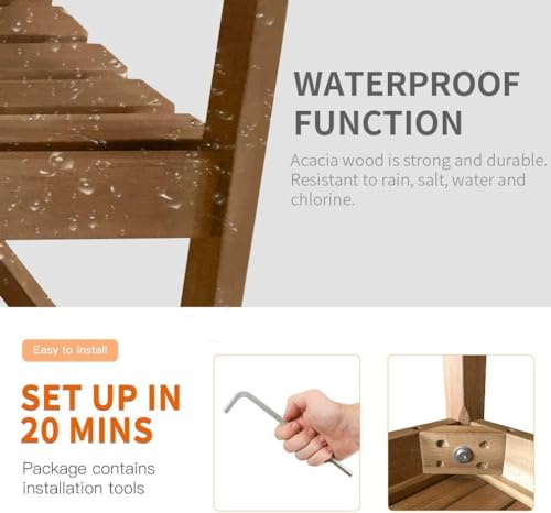 FDW Acacia Wood Outdoor Patio Bench – Durable & Comfortable Garden Seating for Any Space FDW