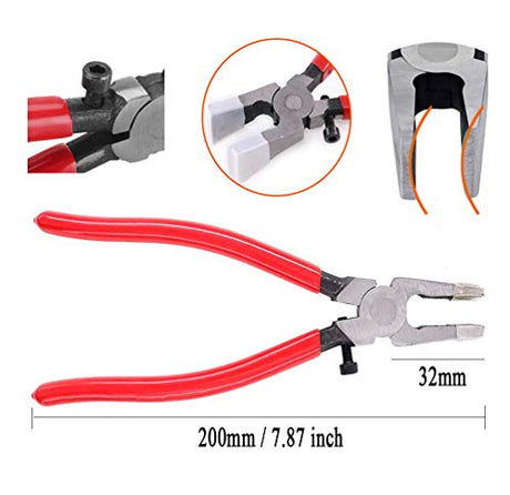 Qovydx 7Pcs Glass Cutting Tools Kit Grozer Plier Stained Glass Cutter Tool Starter Kits Glass Running Pliers Breaking Grozing Pliers Breaker with Qovydx