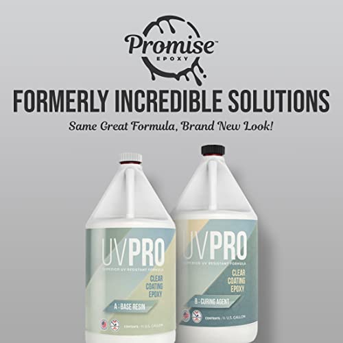Promise Epoxy - 2 Gallon Kit of UV Art Formula Crystal Clear Coating Table Top Epoxy Resin with Superior UV Resistant Hard Finish on Tabletop, Incredible Solutions