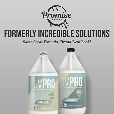 Promise Epoxy - 2 Gallon Kit of UV Art Formula Crystal Clear Coating Table Top Epoxy Resin with Superior UV Resistant Hard Finish on Tabletop, Incredible Solutions